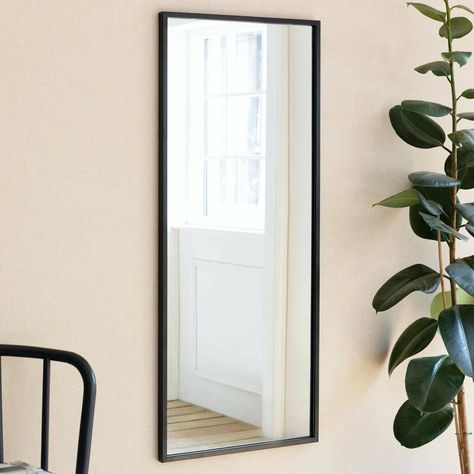 Black Mirror Frame, Rectangular Wall Mirror, Mirror Crafts, Masonry Wall, Frameless Mirror, Unique Mirrors, Slim Frame, Square Mirror, Minimalist Room