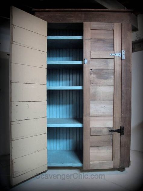 Learn how to build this 6 1/2 ft rustic country cupboard / jelly cabinet/ diy furniture Diy Large Cabinet Doors, Outside Storage Cabinet, Diy Locking Cabinet, Rustic Cupboard Doors, How To Build A Cupboard, Large Cabinet Doors, Secret Cupboard, Diy Doors, Rustic Storage Cabinets