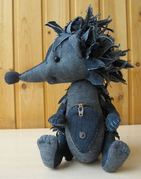 Denim Crafts Diy, Fairy Art Dolls, Handmade Stuffed Animals, Blue Jeans Crafts, Animal Sewing Patterns, Plushie Patterns, Sewing Stuffed Animals, Denim Crafts, Denim Diy