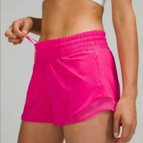 Lululemon Hotty Hot HR- Sonic Pink size 12 Lululemon Outfit Fashion, Pink Lululemon Shorts, My Bank Account, Hot Pink Fashion, Speed Up Shorts, Lulu Shorts, Align Leggings, Hot Pink Shorts, Lululemon Outfits