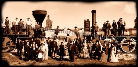 May 10, 1869 the Union and Central Pacific Railroads Joined at Promontory Summit. Central Pacific Railroad, Transcontinental Railroad, Old West Photos, Golden Spike, Union Pacific Railroad, History People, Bright Minds, In Good Company, Train Pictures