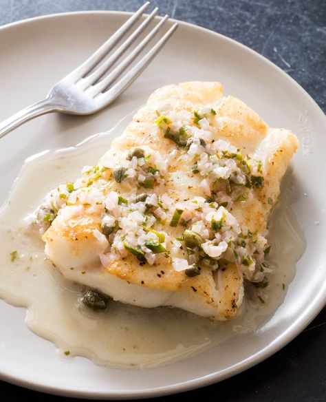 Cook's Illustrated on Instagram: “A simple white wine shallot sauce with lemon and capers is the best way to liven up anything from fish to chicken. Tap the link in our…” Fish Filet Recipes, Shallot Sauce, Sauteed Fish, Filet Recipes, Fish Fillet Recipe, Cucumber Sauce, Citrus Fish, White Fish Recipes, Greek Lemon Chicken