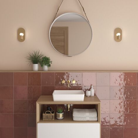 Faïence effet zellige NASURE BURDEOS 6.5X20 - 0.35 m² Round Mirror Bathroom, 20 Cm, Bathroom Mirror, Mirror, Furniture, Home Decor, Home Décor