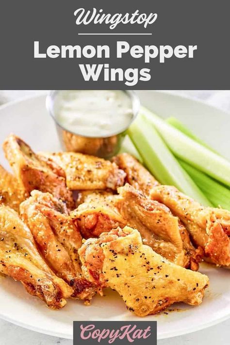 Find out how to make the famous Wingstop Lemon Pepper Wings at home with this easy copycat recipe. Chicken wings are fried until crispy and then coated in a seasoned lemon pepper butter sauce. There’s no reason to go to Wing Stop when you can easily make and enjoy homemade lemon pepper wings. Lemon Peper Wings, Lemon Pepper Butter Sauce, Wingstop Lemon Pepper Wings, Boneless Wing Recipes, Lemon Pepper Chicken Wings Recipe, Classic Meals, Wing Stop, Wings At Home, Lemon Pepper Chicken Wings