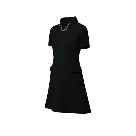 LV Chain Tailored Dress  - Ready to Wear | LOUIS VUITTON Louis Vuitton Dresses, Louis Vuitton Black, Stole Scarf, Latest Bags, Leather Denim, Knitwear Dress, Tailored Dress, Buckle Shoes, Monogram Bag