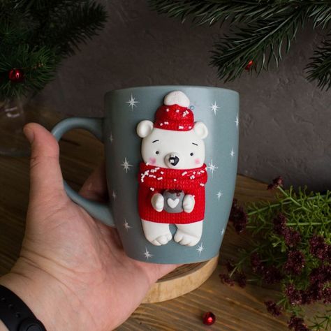 Winter Mug, Bear Mug, Gnome Gift, Gifts For Dentist, Christmas Cup, Clay Mugs, Notes Design, Mug Christmas, Doctor Gifts