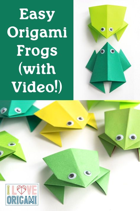 Frog Origami, Kids Crafts Summertime, Easy Origami For Kids, Origami Frog, Origami Tutorial Easy, Frog Crafts, Rainy Day Crafts, Pinterest Crafts, How To Make Origami