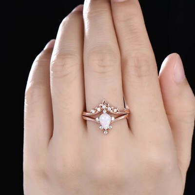 Shop Opal Engagement Rings | BBBGEM Opal Wedding Ring Set, Engagement Ring Opal, Opal Engagement Ring Rose Gold, Opal Band Ring, Vintage Opal Engagement Ring, Pear Moissanite Engagement Ring, Opal Engagement Ring Set, White Sapphire Engagement Ring, Opal Wedding