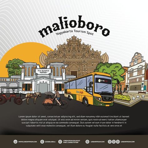 Yogyakarta Indonesian tourism destination malioboro street illustration for social media post Destination Illustration, Tourism Illustration, Yogyakarta Aesthetic, Jogja Vintage, Logo Upi Bandung, Malioboro Yogyakarta, Indonesia Tourism, Social Media Branding Design, Indonesian Art