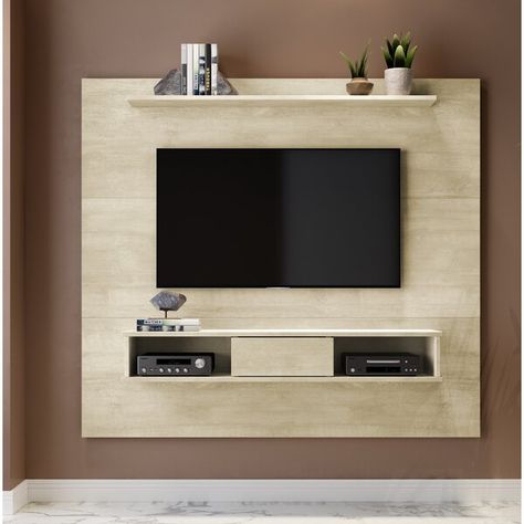 Wade Logan® Hawkinsville & Reviews | Wayfair Simple Tv Unit Design For Bedroom, Tv Unit Decor Simple, Minimal Tv Wall Design, Simple Tv Wall Ideas, Minimal Tv Unit Design, Minimalist Tv Unit Design, Tv Unit Simple, Shelf For Tv, Simple Tv Unit Design