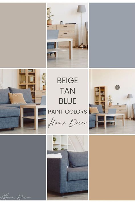 Beige Tan Blue Paint Colors Home Decor Blue Beige Tan Living Room, Chambray Blue Color Palette, Beige Color Palette Living Room, Blue And Cream Aesthetic, Blue And Beige Color Palette, Blue Brown Room, Denim Color Palette, Blue And Cream Color Palette, Hallway Wall Colors