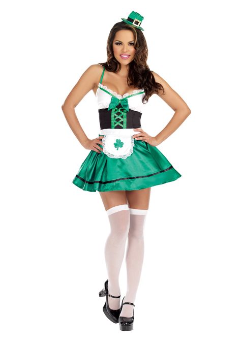 It's St. Patrick's Day, girl! You're going to look awesome in this Women's Lucky You Leprechaun Costume, and nothing can stop you from having a great time in it! Irish Halloween Costume, St Patrick's Day Photos, Bartender Outfit, Leprechaun Costume, Themed Costumes, Halloween Rave, St Patrick's Day Costumes, Rave Looks, Irish Fashion