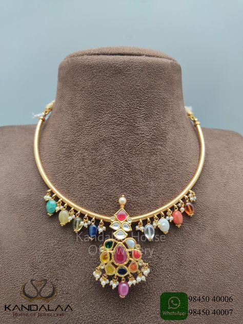 Navarathna Necklace Gold, Navarathna Necklace, Uncut Jewellery, Navaratna Jewellery, Simple Gold Jewelry, Temple Jewellery Earrings, Indian Jewellery Gold, Gold Pendent, Ruby Set