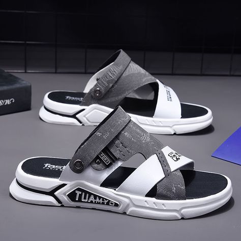 Cheap Men's Sandals, Buy Quality Shoes Directly from China Suppliers:WEH Sandals Men leather 2021 new Summer Beach Sandals brand designer soft Casual Driving trending Outside Slippers outdoor Enjoy ✓Free Shipping Worldwide! ✓Limited Time Sale ✓Easy Return. Sandal Pria Casual, Nike Sandals For Men, Best Sandals For Men, Sandals Luxury, Leather Slippers For Men, Retro Backpack, All Black Shoes, Men Sandals, Mens Leather Sandals