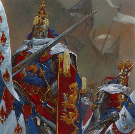 Badass Bretonnian Knights Brettonian Knights, Bretonnia Art, Bretonnian Knight, Warhammer Fantasy Roleplay, Alan Lee, Medieval Drawings, Fantasy Battle, Warhammer Art, Knight Art