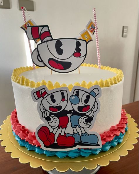 Cuphead Cake, Cup Head, Cake Ideas, Video Games, Party Ideas, Birthday Cake, Pastel, Cake, Birthday