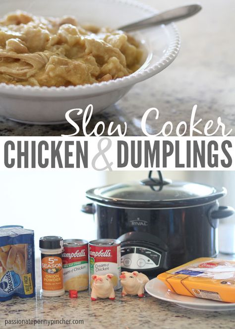 Slow Cooker Chicken Dumplings, Dumplin Recipe, Slow Cooker Chicken And Dumplings, Passionate Penny Pincher, Penny Pincher, Crockpot Dishes, Simple Food, Chicken Slow Cooker Recipes, Crock Pot Slow Cooker