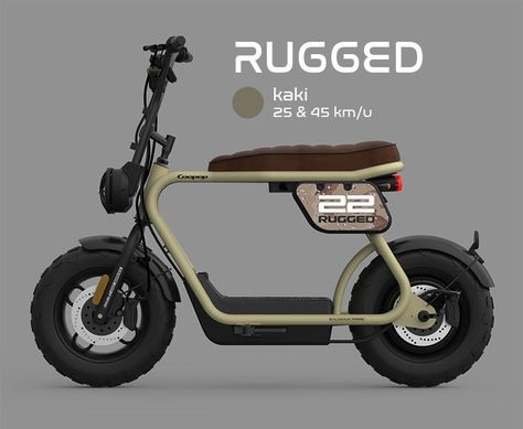 COOPOP RUGGED - KHAKI 800x657 Automatic Motorcycle, Electric Moped Scooter, Electric Bicycle Design, Eletric Bike, Mini Motorbike, Moped Motorcycle, Electric Scooter Design, Ebike Electric Bicycle, Electric Moped