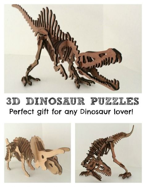 3D Dinosaur puzzles! Such a great gift idea! #dinosaur #dinosaur #bedroom 3d Dinosaur Puzzle, 3d Wood Puzzles, 3d Dinosaur, Dinosaur Puzzles, Laser Cut Decor, 3d Wooden Puzzle, Dinosaur Room, Cut Animals, Dinosaur Activities