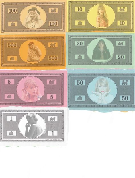 Taylor Swift Monopoly Money, Taylor Swift Board Game, Taylor Swift Money, Monopoly Taylors Version, Swiftopoly Cards, Taylor Swift Monopoly, Swift Monopoly, Monopoly Cards, Taylor Swift Games