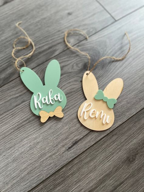 Easter Laser Ideas, Easter Name Tags, Easter Basket Name Tags, Creative Easter Baskets, Easter Tag, Decor Baskets, Basket Tags, Easter Basket Items, Basket Tag