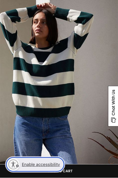 Emerald Sweater Outfit, Brianna Sweater, Emerald Sweater, Brandy Sweater, Striped Sweater Outfit, Brandy Melville Sweater, Autumn Fits, Cozy Pullover, Fall Fits