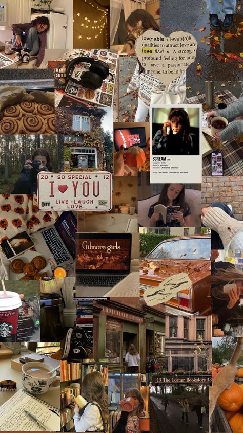 Gilmore Girls Fall Background, Fall Vibes Gilmore, Autumn Aesthetic Vision Board, Fall Background Gilmore, Fall Aesthetic Wallpaper Gilmore, Vision Board Fall Aesthetic, Vision Board Halloween, Wallpapers Autumn Aesthetic, Fall 2023 Vision Board