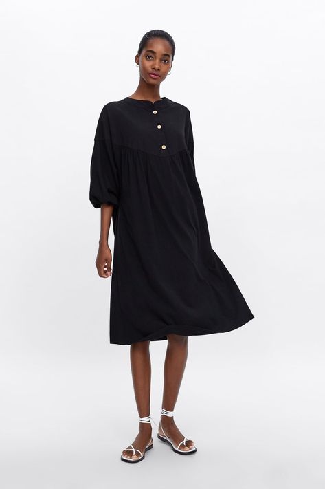 Image 1 of BUTTONED BLOUSE-STYLE DRESS from Zara Japanese Style Dress, Zara Summer Dress, Summer Work Dresses, Summer Dresses With Sleeves, Easter Dresses For Toddlers, Summer Dresses Online, Zara Summer, Summer Day Dresses, Mode Zara