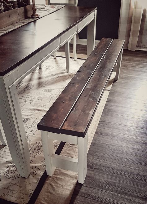 DIY Farmhouse Bench for Dining Table – THE PERFECTLY IMPERFECT LIFE Dining Room Table Bench Diy, Bench For Dining Table, Diy Farmhouse Bench, Farmhouse Dining Table Set, Farmhouse Bench Diy, Build A Farmhouse Table, Diy Wood Bench, Diy Dining Room Table, Diy Kitchen Table