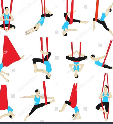 Aerial Yoga. Anti-gravity Yoga. Woman doing anti gravity yoga exercise. Silhouette. Yoga Trapeze Exercises, Anti Gravity Yoga, Flying Yoga, Yoga Trapeze, Yoga Woman, Air Yoga, Aerial Yoga Hammock, Aerial Yoga Poses, Yoga Ashtanga