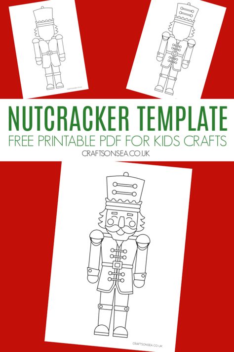 Nutcracker Template (FREE Printable PDF) Nutcracker Hat Template, Nutcracker Classroom Door Ideas, Nutcracker Free Printables, Nutcracker Ballet Coloring Pages, Nutcracker Kids Craft, Free Nutcracker Printable, Nutcracker Svg Free, Nutcracker Template Free Printable, Hand Painted Nutcracker Diy