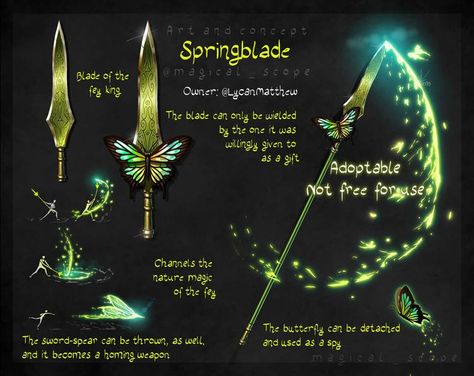 Magic Swords Fantasy, Magic Items Fantasy Art, Fey King, Magic Wand Art, Fantasy Tools, Garden Edge, Dnd Magic, Fantasy Items, Spirit Magic