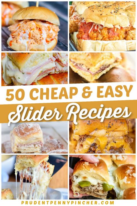 Party Food For A Crowd, Easy Sliders, Easy Slider Recipes, Easy Slider, Ham And Cheese Sliders, Buffalo Chicken Sliders, Slider Sandwiches, Cheese Sliders, Beef Sliders