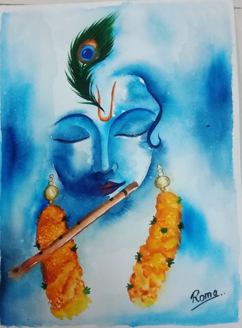 Learn in Live session Krishna Watercolor Painting, Krishna Watercolor, Krishna Drawing, Small Canvas Paintings, Krishna Painting, Cute Krishna, Small Canvas, Colorful Landscape, Water Colour