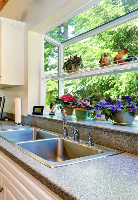 Kitchen Sink Garden Window, Garden Windows In Kitchen, Kitchen Garden Windows, Kitchen Window Over Sink Ideas, Kitchen Windows Above Sink, Window Over Kitchen Sink, Small Kitchen Window, Kitchen Garden Window, Window Over Sink