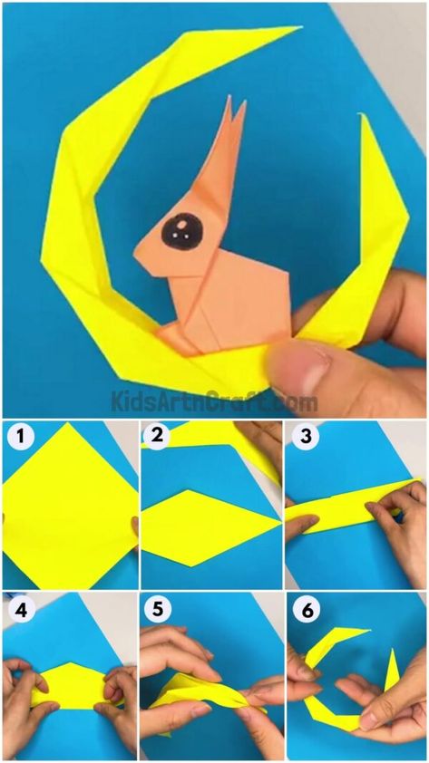 How To Make Origami Moon Craft With Step By Step Tutorial Moon Origami Tutorial, Moon Origami, Easy Origami Animals, Moon Craft, Origami Shapes, Moon Crafts, Paper Origami, How To Make Origami, The Fold Line