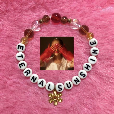 Handmade Ariana Grande 'Eternal Sunshine' bracelet... - Depop Ariana Grande Bracelet Ideas, Ariana Grande Red Bracelet, Ariana Grande Bracelet, Sanrio Inspired Bracelet, Eternal Sunshine Aesthetic Ariana, Ariana Grande Merch Eternal Sunshine, Sunshine Bracelet, Fan Bracelet, Ariana Grande Fans