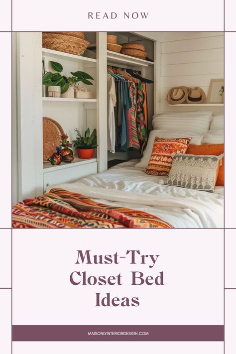 Explore space-saving closet bed ideas to transform your cozy bedroom. This pin showcases innovative designs that maximize space while keeping your room stylish and organized. Small Bedroom Converted To Closet, Closet Bed Ideas, Beds In Closet, Foldable Bed Space Saving, Spare Bedroom Ideas Multi Purpose, Bed In A Closet, Floating Bedside Table, Small Bedroom Organization, Bed Nook