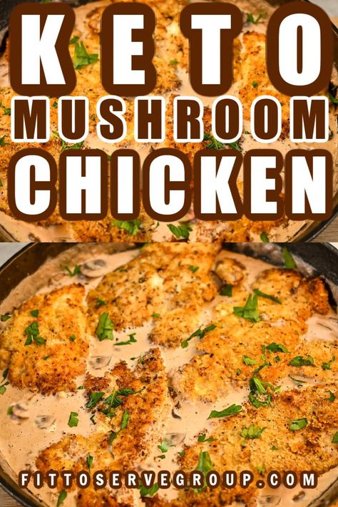 Keto Mushroom Chicken, Keto Mushrooms, Great Chicken Recipes, Breaded Chicken Breast, Creamy Mushroom Sauce, Mushroom Sauce, Mushroom Chicken, Breaded Chicken, Low Carb Chicken