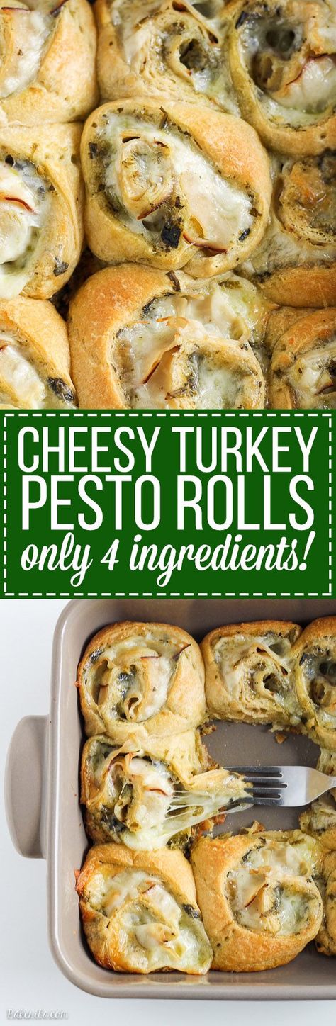 These Cheesy Turkey Pesto Rolls make a great snack or appetizer perfect for tailgating or the holidays! Gooey mozzarella makes this easy four ingredient recipe absolutely irresistible. Pesto Rolls, Cheesy Turkey, Turkey Pesto, Crescent Roll Recipes, Food Heaven, Crescent Rolls, Appetizers Easy, Turkey Recipes, Clean Eating Snacks