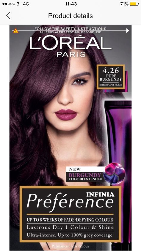 Pelo Color Borgoña, Hair Color Names, Pelo Color Vino, Burgundy Hair Dye, Loreal Hair Color, Schwarzkopf Hair Color, Hair Color Plum, Loreal Hair, Dark Purple Hair