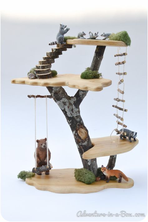 DIY Project: How to Make a Toy Fairy Tree House Toy Tree, Maluchy Montessori, Toy Trees, Fairy Tree Houses, Tree House Diy, Tree House Designs, Fairy Furniture, Diy Tree, Fairy Tree