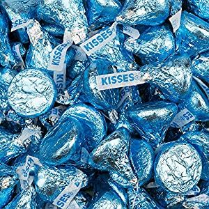 1lb Light Blue Kisses Candy (Approx. 100 pcs) - Milk Chocolate Blue Hershey Kisses, Blue Candy Buffet, Personalized Candy Wrappers, Hershey Kisses Chocolate, Personalized Chocolate Bars, Online Candy Store, Kisses Candy, Hershey's Kisses, Personalized Candy