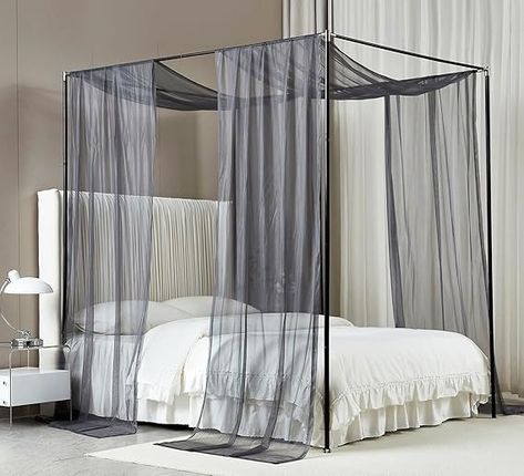 Amazon.com: Akiky Canopy Bed Curtains Queen Sheer Grey Bed Canopy Scarf Bed Canopy,Kids Bed Scarf-Curtains for Room Décor or Wedding Party Décor(2 Bed Canopy) : Home & Kitchen Bed Mosquito Net, Mosquito Net Canopy, Scarf Curtains, Mosquito Net Bed, Post Bed, Bed With Posts, Canopy Curtains, Bed In Corner, Have A Good Sleep