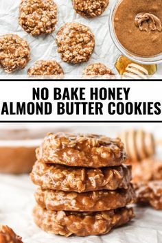 No Bake Oatmeal Cookies, Almond Butter Snacks, Peanut Butter No Bake Cookies, Almond Butter Oatmeal, Nut Butter Cookies, No Bake Oatmeal, Honey Dessert, Nut Butter Recipes, Easy No Bake Cookies