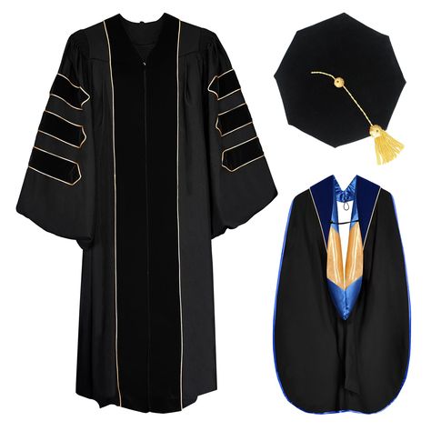 PRICES MAY VARY. 【What you get】1 Graduation Doctoral Gown +1 Graduation Doctoral Hood+1 Graduation Doctoral Tam with 8 sides 【Size】The length of gown is 45 inches long (XS size), and is suitable for anyone from 5 '0 "to 5' 2"(152cm to 158cm) and chest size up to 50 inches,adjustable and flexible universal graduation cap. 【Material】Doctoral Graduation Gown and Doctoral Hood are made of high quality polyester and velvet material production , the fabric is comfortable and breathable , and the hidde Doctoral Regalia, Doctoral Gown, Doctoral Graduation, Graduation Cords, Graduation Gown, Stylish Caps, Velvet Material, Chest Size, Graduation Cap