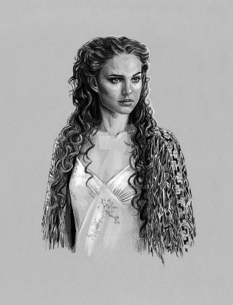 Padme Nightgown, Padme Art, Star Wars Padme Amidala, Amidala Star Wars, Padmé Amidala, Queen Amidala, Star Wars Padme, Portrait Pencil, Anakin And Padme