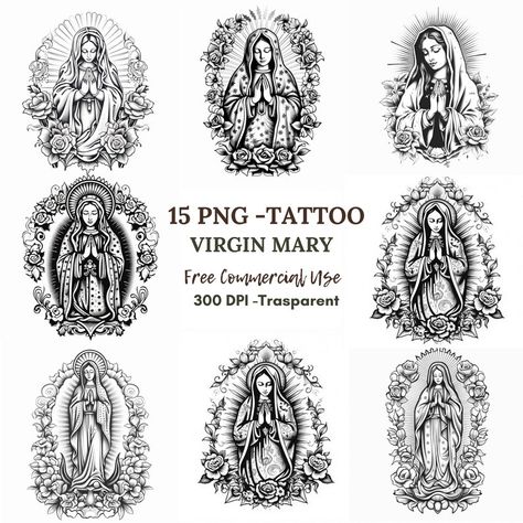 Our Lady Guadalupe Tattoo, Our Lady Of Guadalupe Tattoo, Immaculate Heart Of Mary Tattoo, Virgin Mary Tattoo Design, Our Lady Guadalupe, Unique Clipart, Pngs Transparent, Virgin Mary Tattoo, Cadre Diy