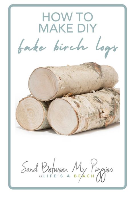 Diy Logs For Fireplace, How To Make Fake Birch Logs, How To Make Birch Logs, Diy Birch Logs, Faux Birch Logs Diy, Logs In Fireplace Decorative, Fake Birch Logs, Birch Log Decor Diy Projects, Fun Diy Projects For Home