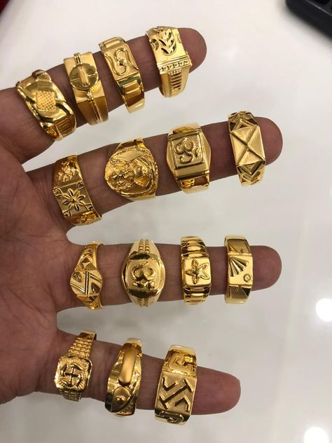 Boys Rings Design Gold, Golden Rings For Men, Boys Gold Ring, Men's Rings Gold Indian, Men Gold Rings, Latest Ring Designs, Gold Rings For Men, Mens Ring Designs, How To Wear Rings